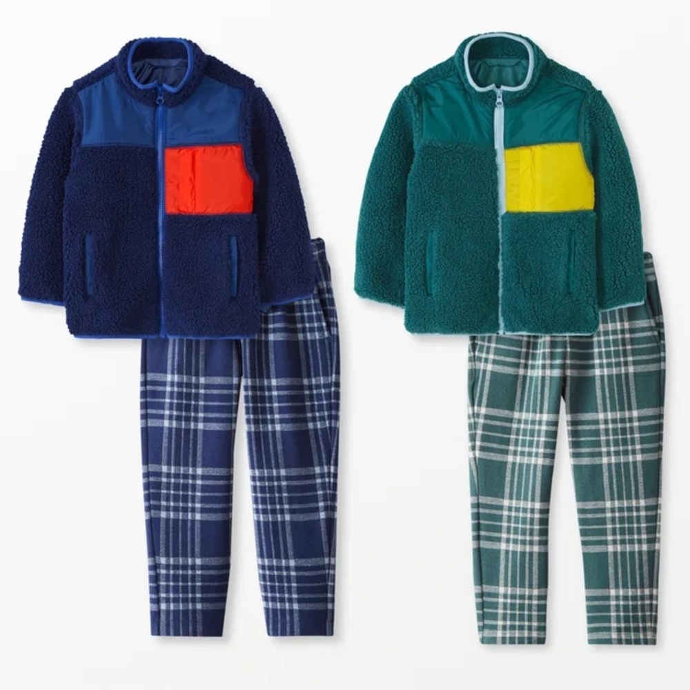 Hanna Andersson Faux Shearling Pullover blue & red- size 8/130cm & size 12/150cm